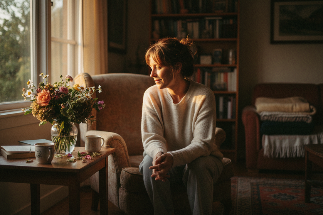 A mother sits in appreciation of her special day.