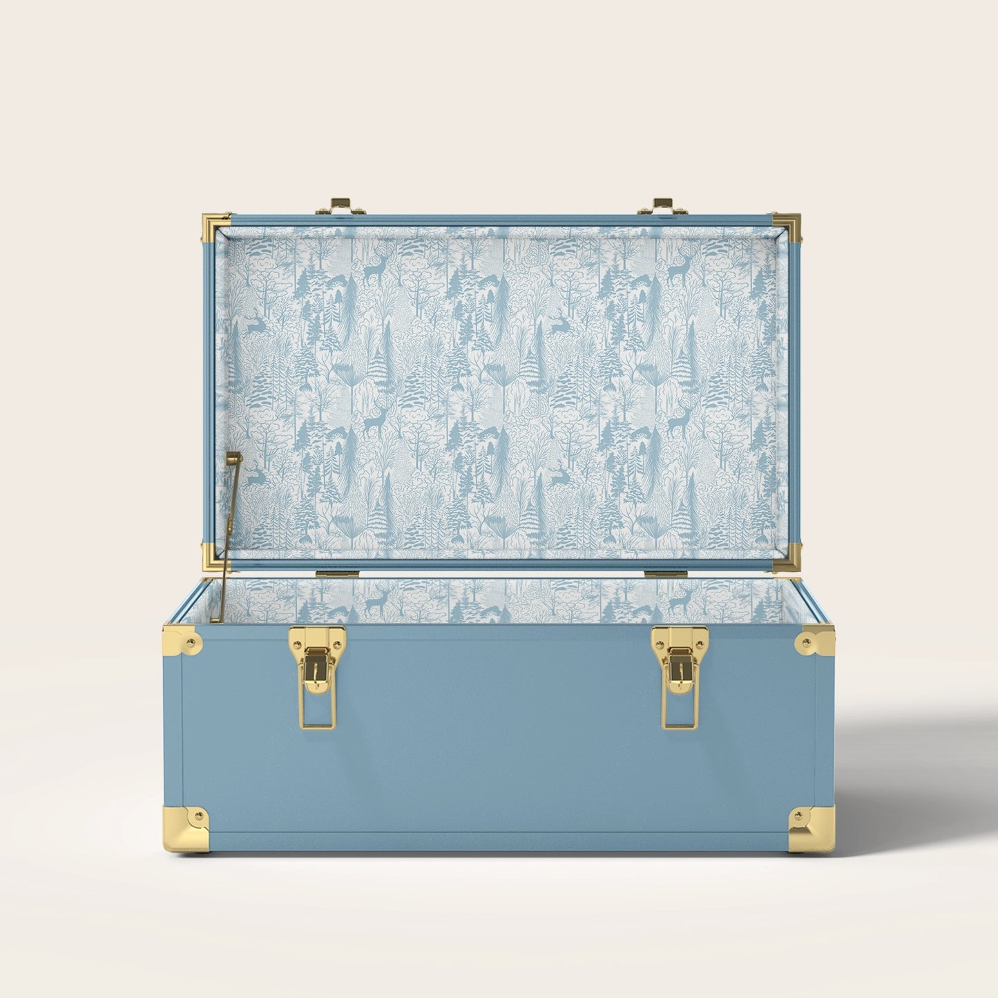 Blue trunk with blue nature interior pattern