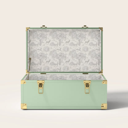 Green trunk with tan nature interior pattern