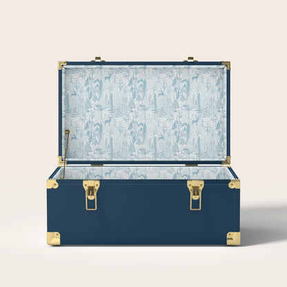Navy trunk with blue landscape pattern