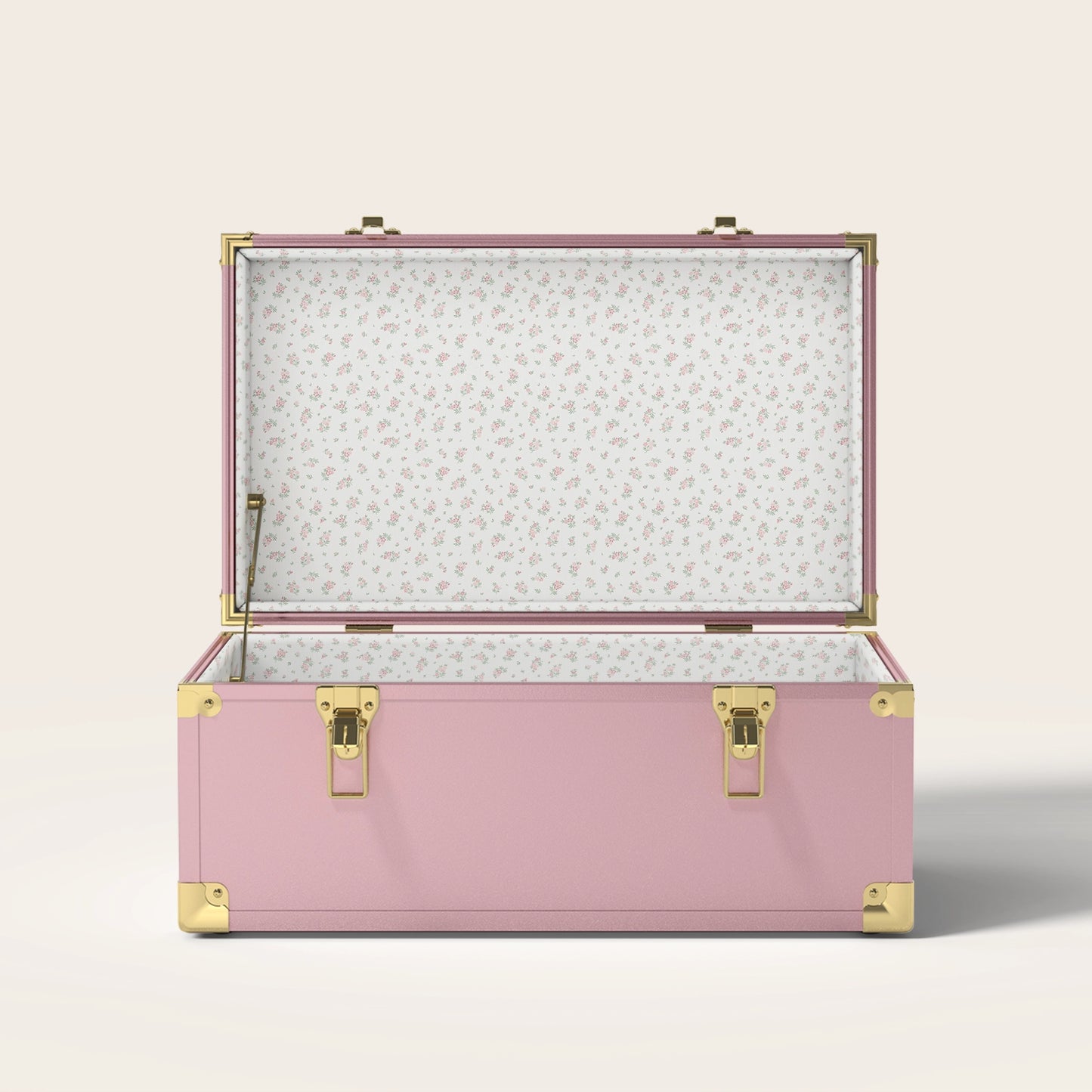 Pink trunk with floral interior pattern