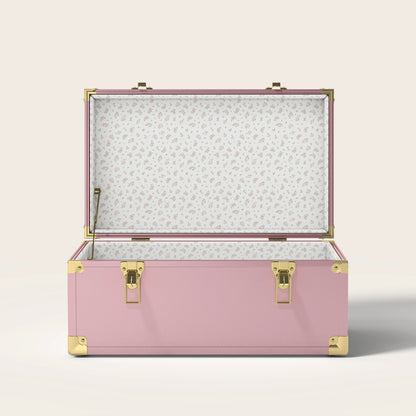 Pink trunk with floral interior pattern